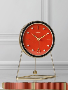 新品创意美式轻奢风座钟客厅家用台钟摇摆钟表摆件坐钟摆台式时钟