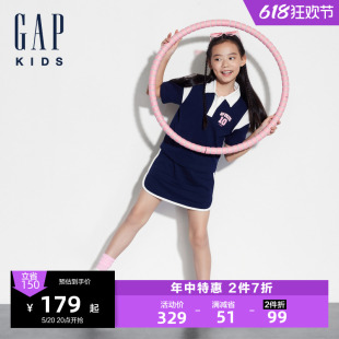 Gap女童2024夏季新款polo领短袖T恤防走光短裙儿童运动套装465409