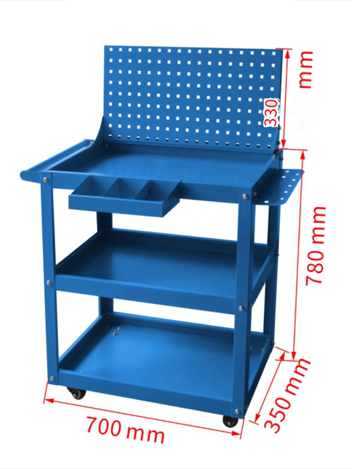 品车间用可移动三层小推车五金零件工具架子带挂板多功能汽修工新