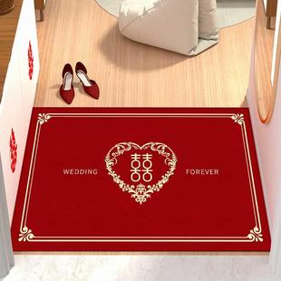 中式结婚入户地垫红色喜庆门垫卧室婚房门口脚垫家用进门喜字地毯