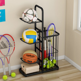 D篮球收纳架家用室内足球排球整理瑜伽垫收纳筐儿童球类置物架子