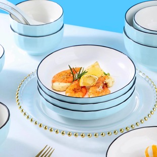蓝色钻石盘子家用7英寸网红ins餐具盘子套装高颜值北欧盘子碗碟盘