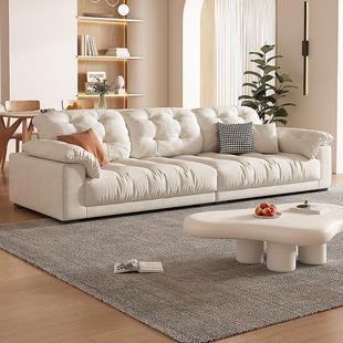 2024年新款云朵沙发奶油风小户型客厅现代简约猫爪布直排布艺沙发