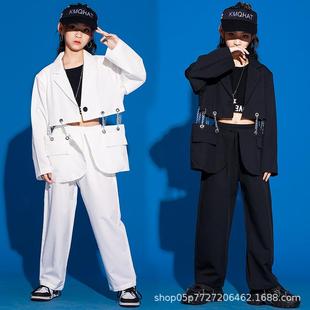 少儿演出服hiphop走秀舞台女童西装套装帅气爵士舞街舞服装表演服