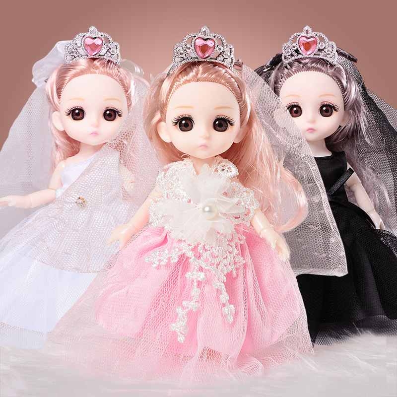 招生礼品16厘米女孩玩具公主洋娃娃礼盒小玩具换装婚纱关节娃娃