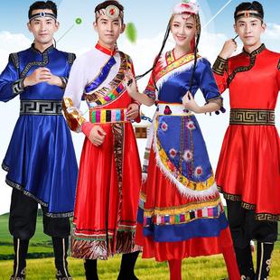 新款舞蹈演出服男女成人藏族水袖卓玛演出服装蒙古民族表演服