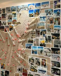 地图照片墙毛毡墙贴中国旅行足迹记录标记墙打卡背景墙旅游相册墙