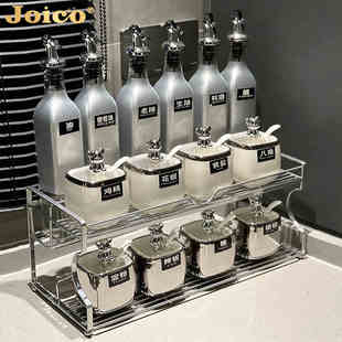 JOICO瑞士厨房家用高端调味罐调料全套酱油瓶轻奢银色陶瓷调料盒