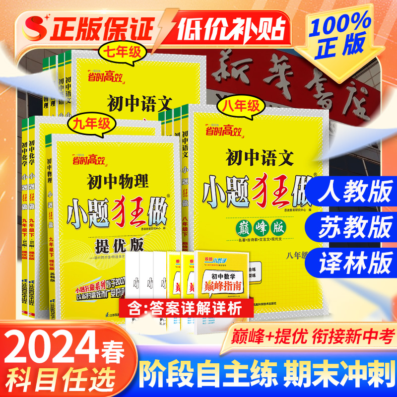 2024春新版恩波初中小题狂做七八九年级上册下册数学物理语文英语初中初一初二初三提优版巅峰版同步练习册课时作业人教苏科江苏版