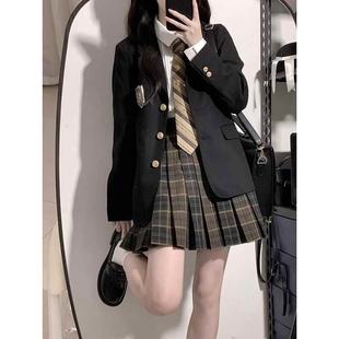 东京岁时记原创校供JK西装外套女学院风制服垫肩西服布朗茶茶黑色