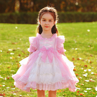 2024夏季新款女童短袖公主连衣裙儿童表演服蓬蓬裙洛丽塔Lolita裙