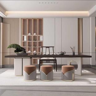 新中式实木茶桌客厅禅意轻奢办公室泡茶桌椅组合大板茶台现代简约