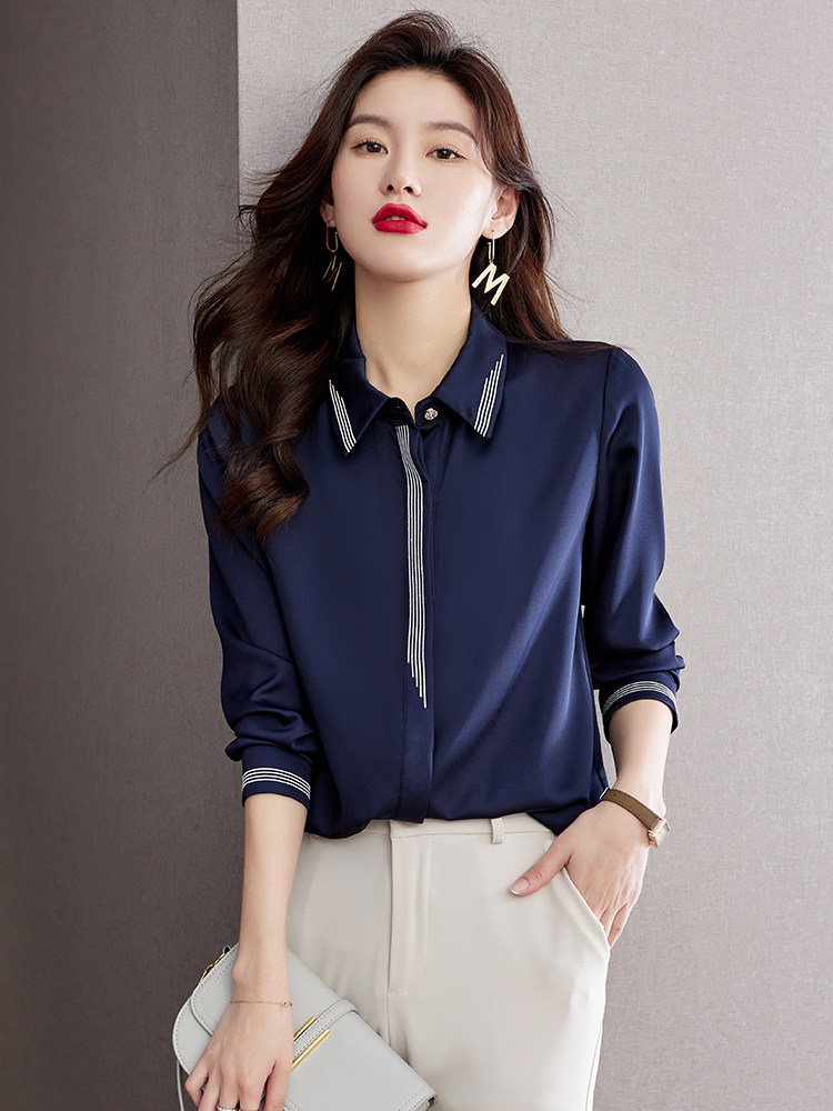 真丝衬衫女春装2022年新款欧货小衫洋气高级感上衣桑蚕丝时尚衬衣