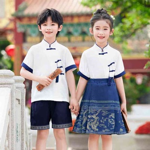 六一儿童演出服中国风男童汉服夏季小学生合唱服女童民族表演服装