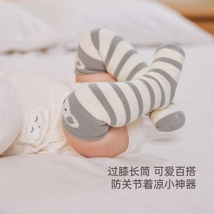 babylove婴儿袜子秋冬宝宝高筒过膝新生儿加厚保暖红色长筒毛圈袜