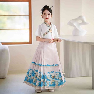 儿童公主裙 古装2024新款中国风夏季马面裙六一演出女童汉服套装
