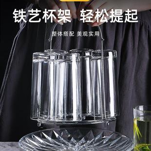 6BUJ玻璃杯水杯家用套装杯子客厅喝水啤酒杯耐热招待客人喝茶茶杯