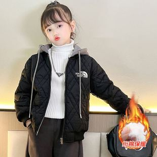 女童装2023秋冬款新款儿童大童夹棉服女孩外套冬季女装棉袄