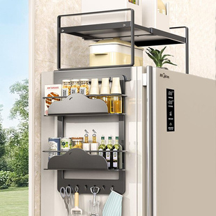 冰箱置物架侧收纳磁吸顶部挂架厨房多层保鲜膜调味料瓶家用收纳架