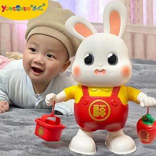 会唱歌跳舞的小福兔宝宝兔子玩具婴儿练习抬头训练儿