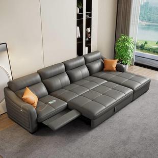 新品电动功能真皮沙发床大小户型客厅组合现代简约储物伸缩新款皮