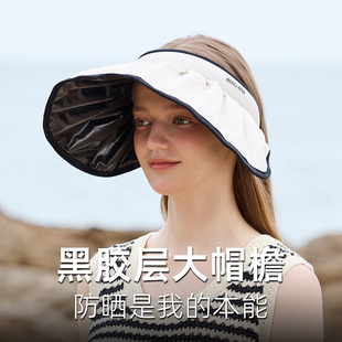 雾敦堡贝壳帽女士防紫外线遮阳UPF50+帽可调节空顶帽太阳防晒帽