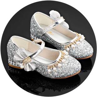 水晶公主鞋女童舞台小主持人钢琴演出皮鞋走秀高跟鞋儿童礼服鞋子