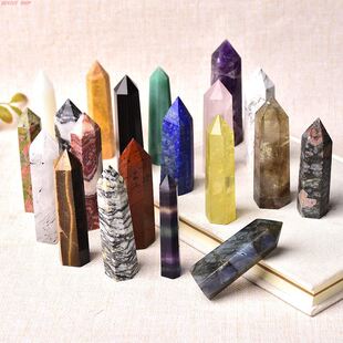 网红30 Color Natural Stones Crystal Point Wand Amethyst Rose