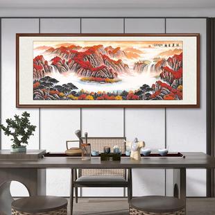 鸿运当头国画山水画手绘客厅挂画办公室装饰画靠山沙发背景墙壁画