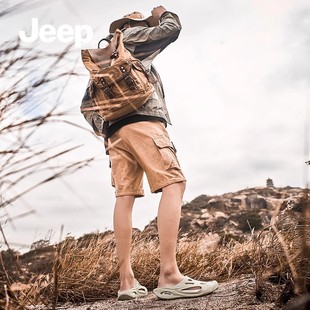 JEEP/吉普洞洞鞋男款夏季外穿厚底运动凉鞋夏天防滑耐磨男士拖鞋