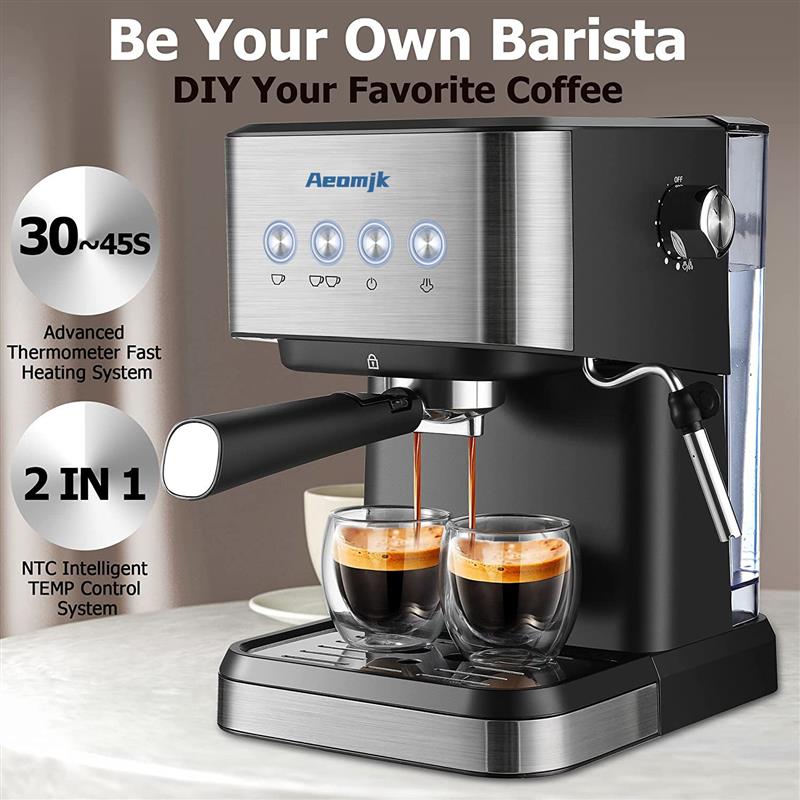 Aeomjk跨境欧规美规咖啡机意式半自动浓缩高压萃取打奶泡咖啡机