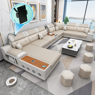 新款多功能沙发简约现代客厅大户型转角可拆洗科技布沙发组合家具