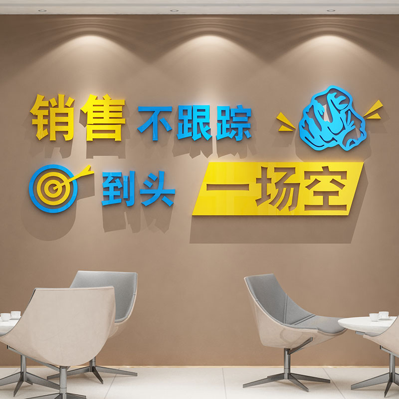 办公室墙面装饰布置销售会议背景壁画司企业文化团队励志标语贴纸