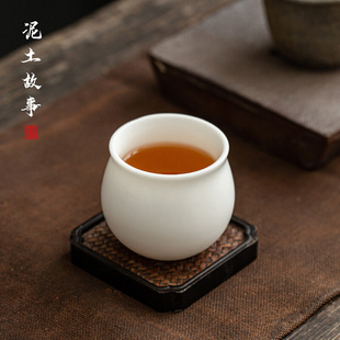 德化白瓷素烧茶杯陶瓷单杯品茗杯茶具功夫个人杯茶盏羊脂玉主人杯