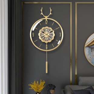 直供2021新款高端北欧纯铜挂钟客厅家用时尚现代简约轻奢钟表挂墙