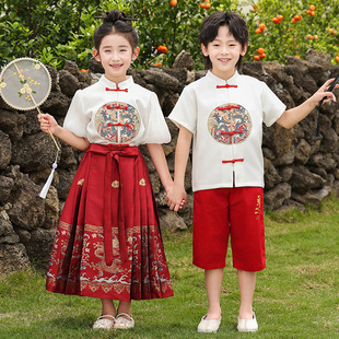 幼儿园六一演出服新中式国学唐装汉服小学生夏季学院风毕业照班服