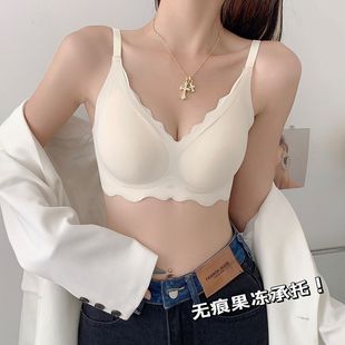 果冻条无痕内衣女大胸显小聚拢无钢圈上托运动美背乳胶文胸罩薄款