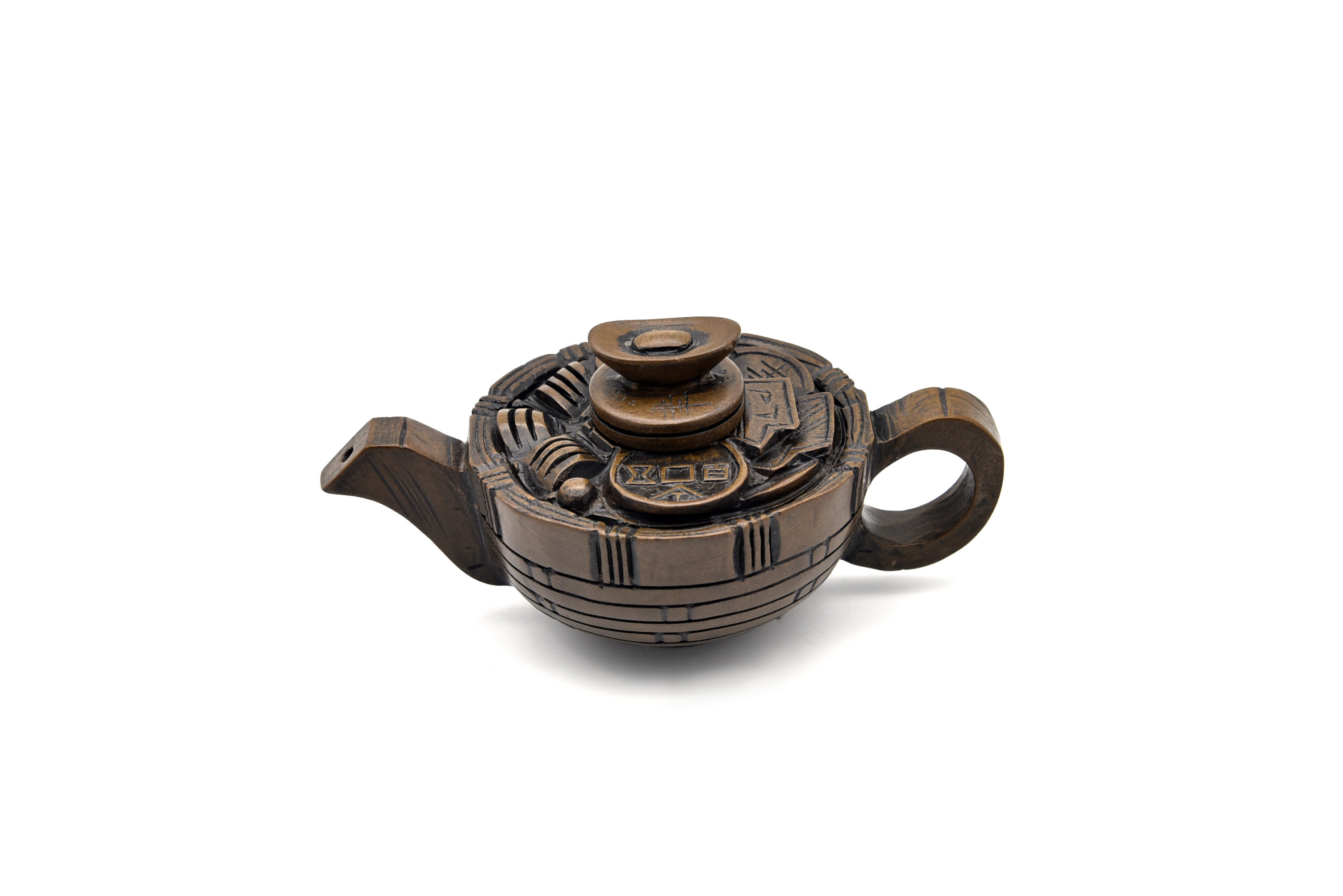 澄泥石雕如意宝盆茶壶