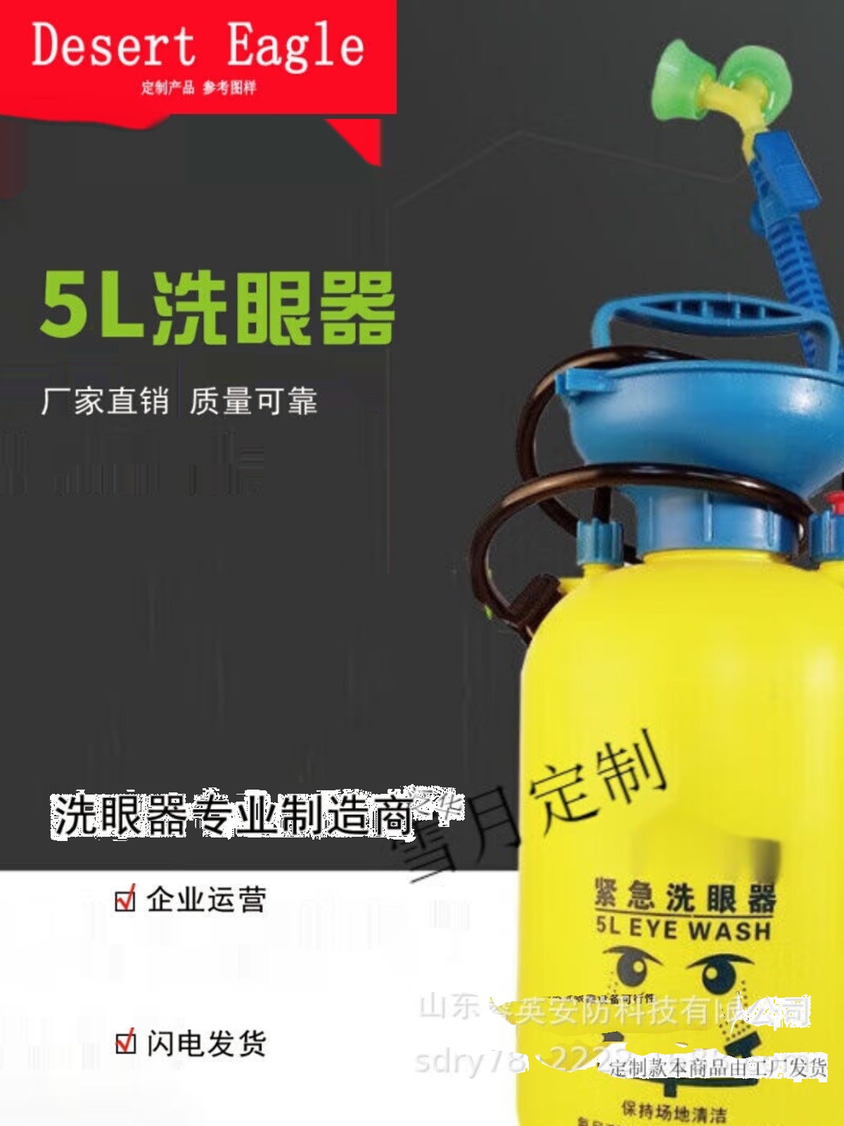 新品便携式洗眼器8L压力冲眼器5L紧急工业双口洗眼个人防护5L便携