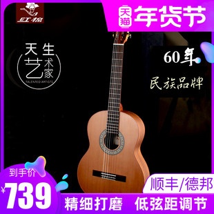 红棉加震演奏级全单板古典吉他36 39寸34 红松考级儿童尼龙弦电箱
