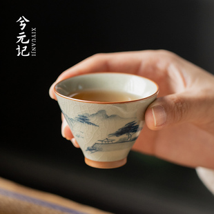 哥窑手绘茶杯陶瓷主人杯单杯个人专用高档喝茶品茗杯茶盏功夫茶具