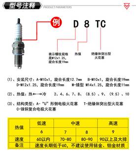 推荐火炬摩托车火花塞110/125/150/弯梁D8TC/A7TC/1137踏板三轮车