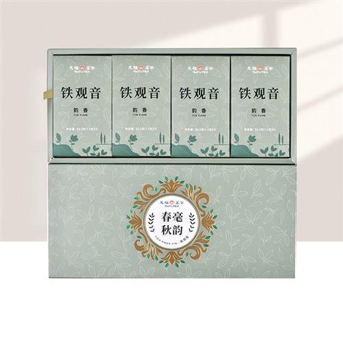 天福茗茶春毫秋韵铁观音茶叶 韵香型安溪乌龙茶品鉴盒装90g