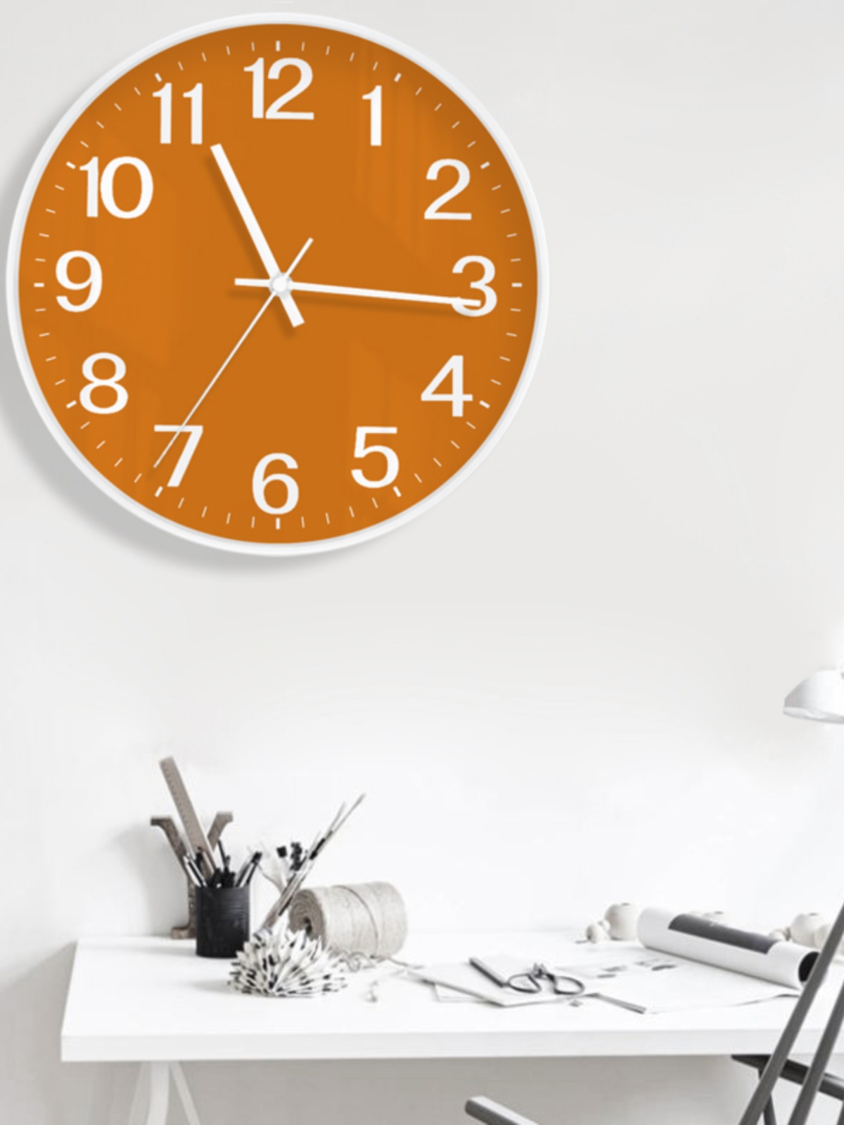 HYMJ北欧橙色时钟表挂钟客厅个性创意家用现代简约装饰墙圆形时钟