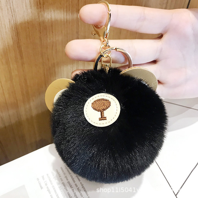 韩版可爱小熊毛球钥匙扣 毛绒挂件 仿獭兔毛球挂件泰迪熊钥匙扣