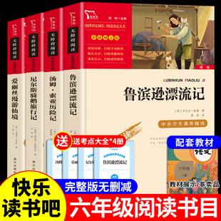 全套4册 鲁滨逊漂流记原著完整版六年级下册读正版的书目快乐读书吧课外书汤姆索亚历险记爱丽丝漫游奇境尼尔斯骑鹅旅行记鲁滨孙