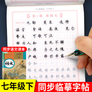 【配套教材】七年级下册语文字帖 初一同步练字帖部编版人教版下 2024年写字练字钢笔描红练习 7年级课课练每日一练写字帖