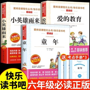 全3册 小英雄雨来 童年爱的教育六年级上册课外阅读书读正版书籍 老师小学生原著完整6经典高尔基快乐读书吧阅读J