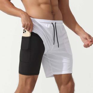 跑步短裤男专业马拉松五分裤内衬二合一运动健身训练后腰可放手机