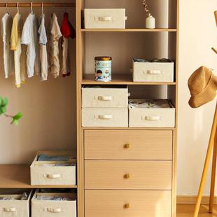 家用婴儿宝宝专用棉麻收纳盒衣柜儿童衣服内衣袜子分格储物整理箱